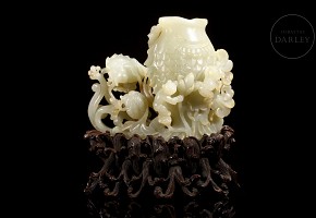 Hetian jade figurine ‘Fish, children and lotuses’, Qing dynasty