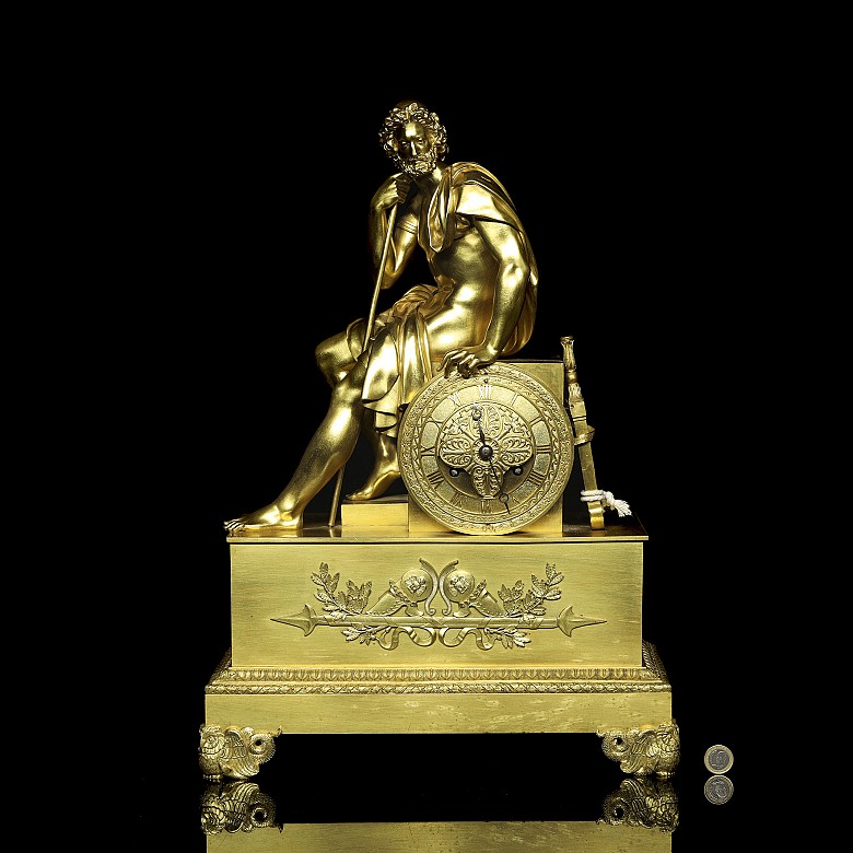 Empire gilt table clock, France, 19th century