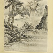 Chinese painting “Landscape and poem”, 20th century