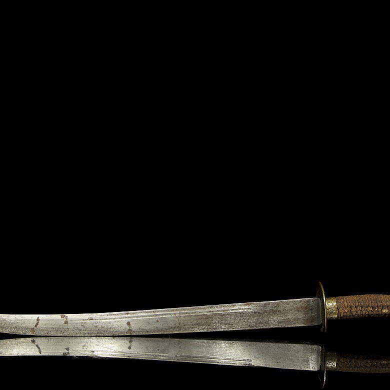 'Shuangdao’ silver-plated metal sword, 20th century