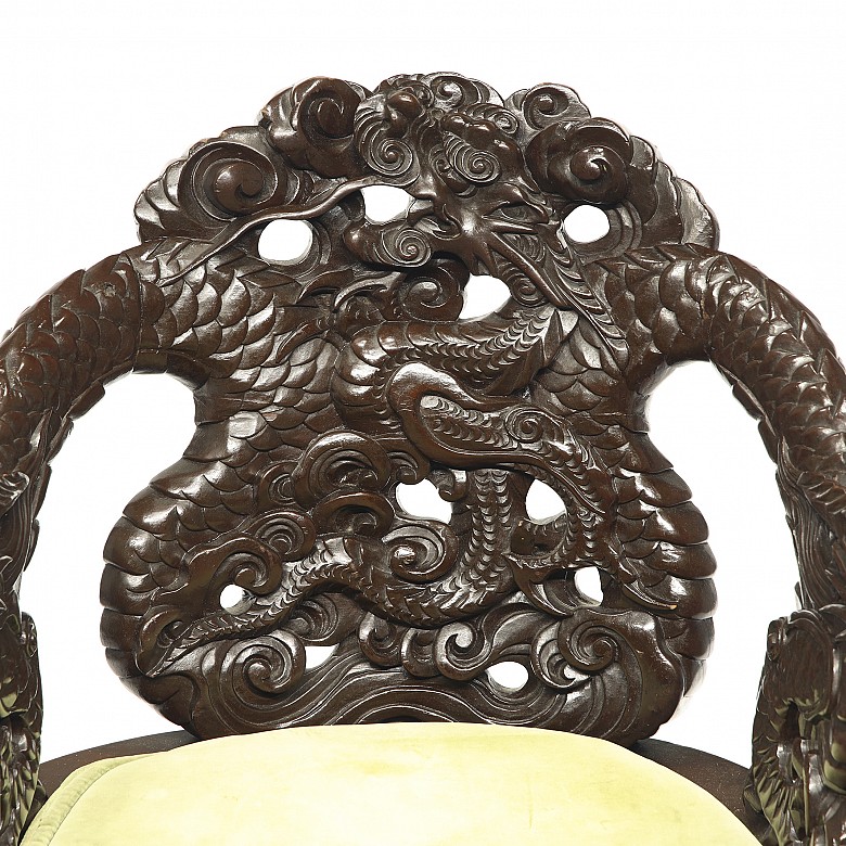 Chinese carved wooden armchair, 20th century