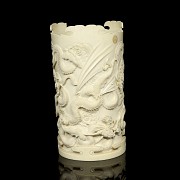 Carved ivory cylinder ‘Dragons’, 20th century