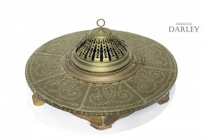 Brass and wood brazier, 19th century