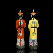 Pair of porcelain emperors, 20th century