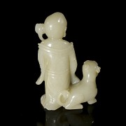 Carved jade figurine ‘Luohan with foo dog’, Qing dynasty