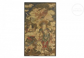 Chinese painting “Avalokiteśvara and his celestial court”, Qing dynasty