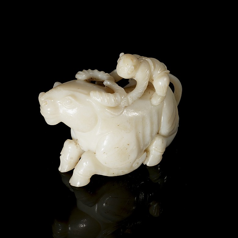 Carved jade figurine ‘Girl with Ox’, Qing dynasty