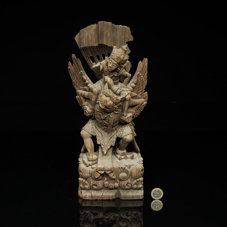 Wood carving of ‘Vishnu and Garuda’ Indonesia, 20th century - 10