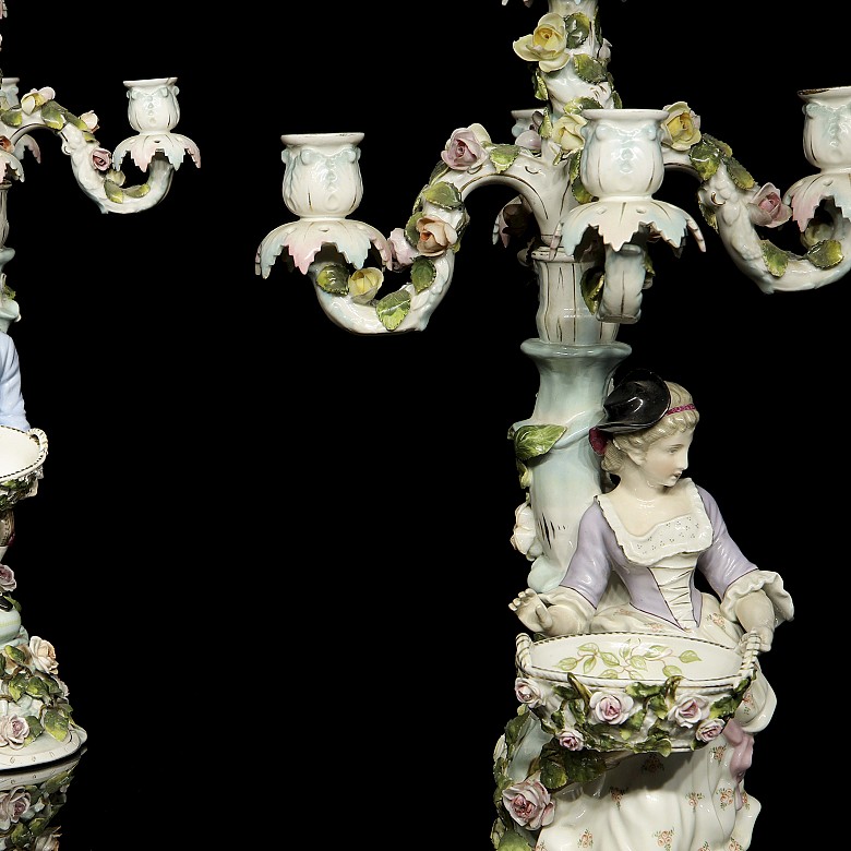 Alfred Voigt, Sitzendorf (1887-1900), Pareja de candelabros, s.XIX