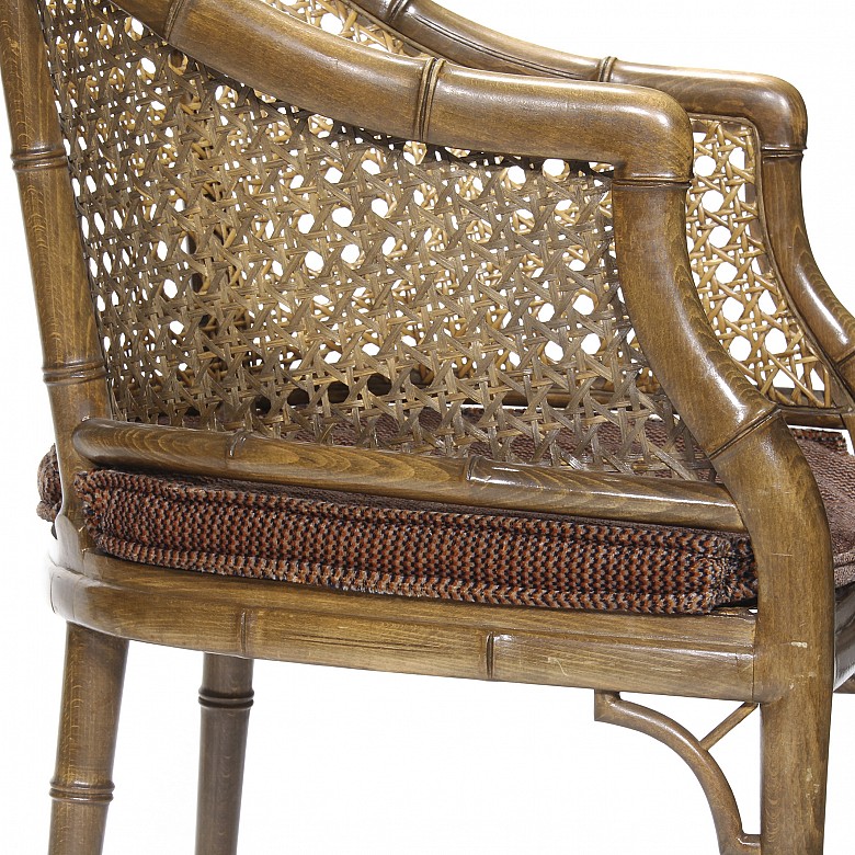 Pair of chairs with lattice seat, 20th century