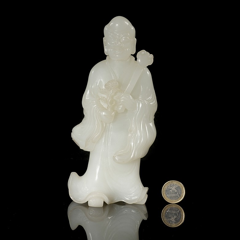 Jade figurine “Luohan with ruyi and flower”, Qing dynasty