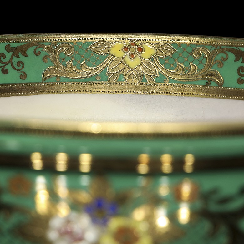 Porcelain enamelled bowl ‘Landscape on the lake’, 20th century