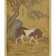 Chinese painting ‘Horse with bent head’, signed Lang Shining