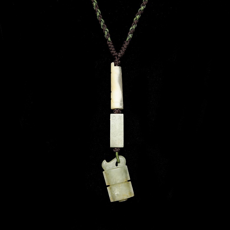 Carved jade ‘Three Treasures’ pendant, Han dynasty