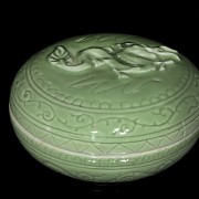 Circular glazed ceramic box, 20th century