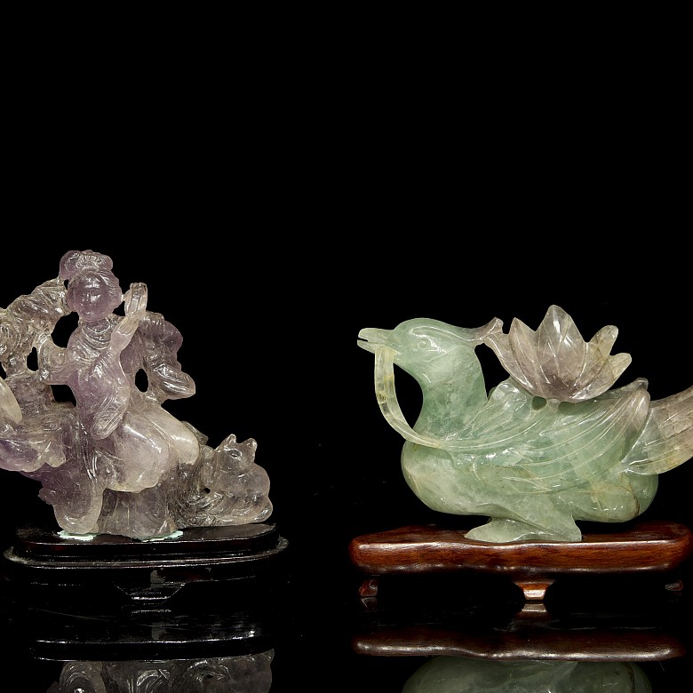 Two of carved quartz figures, 20th century