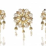 Set of earrings and brooch fallera, 18 k gold