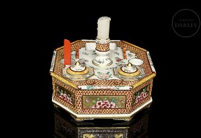 Octagonal porcelain writing desk, France, 19th-20th century