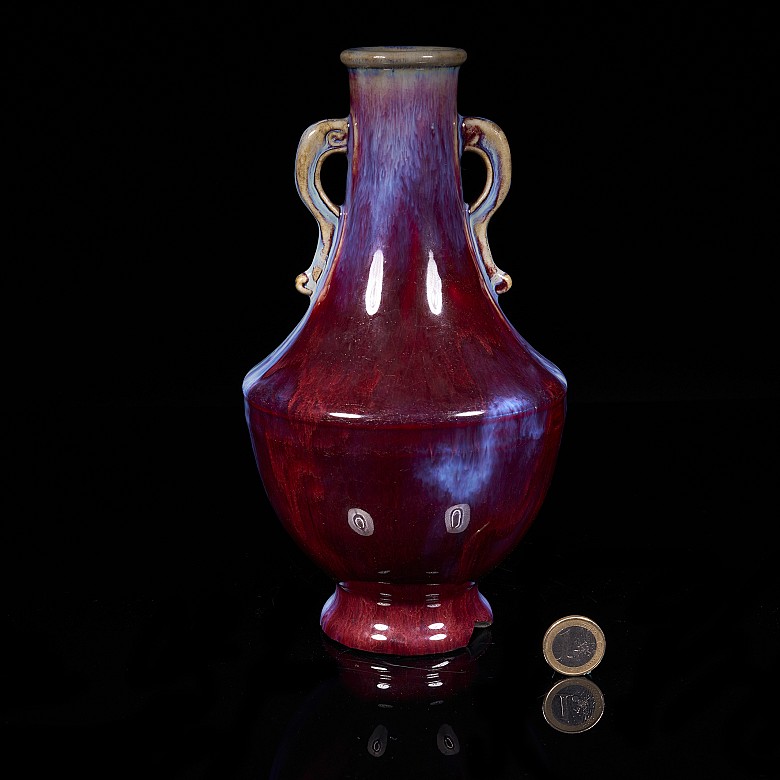 Hu” vase with flambé glaze, Qing dynasty, with Qianlong seal