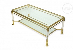 Coffee table in brass and glass