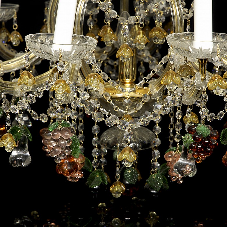 Chandelier lamp with fruit decorations, 20th century