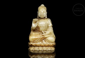 Carved jade ‘Buddha’ figure, 20th century