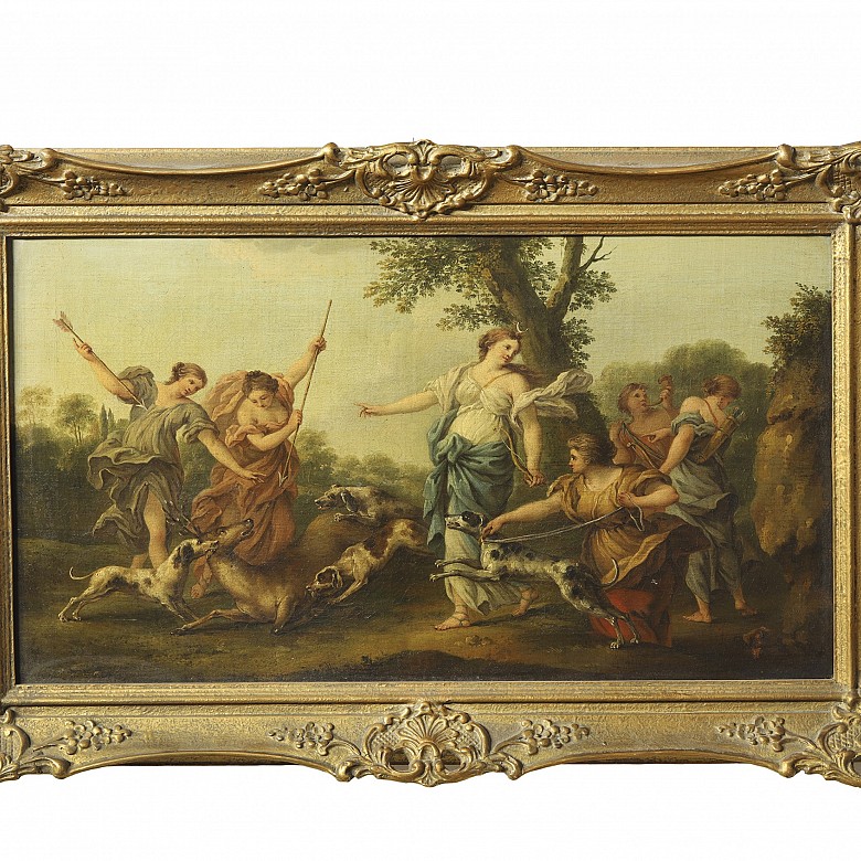 19th century French School ‘Diana and her nymphs hunting’