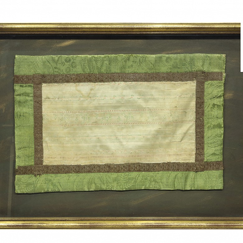 Silk fabric with trimmings, 19th century