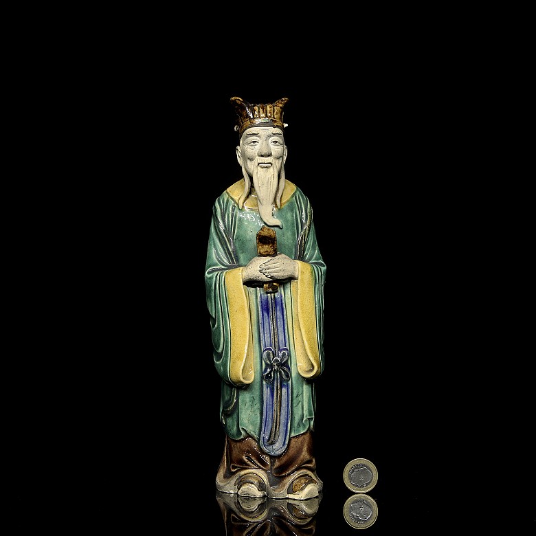 Polychrome terracotta statuette ‘Wise Man’, 20th century