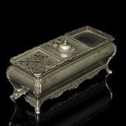 J. Hoofmans, Louis XIV style pewter writing desk, 19th century