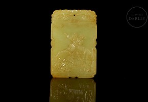 Carved yellow jade ‘Child and Elephant’ plaque, Qing dynasty