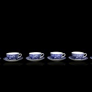 Blue and white porcelain coffee set, 20th century