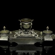 French bronze double writing desk, 19th century