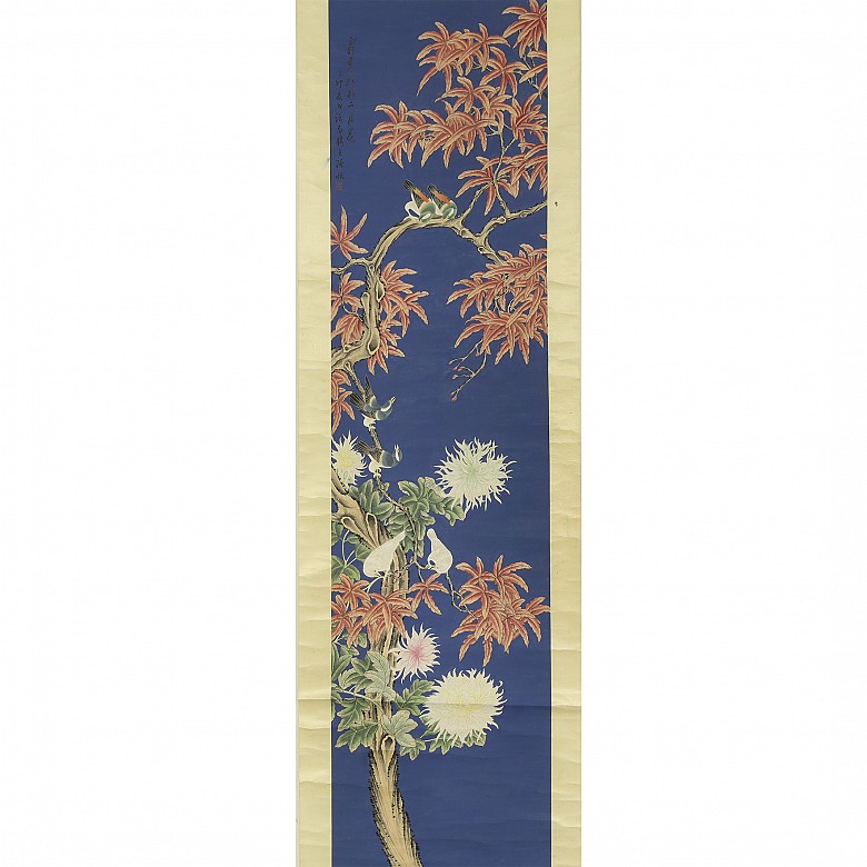 Chinese painting ‘Birds on Blossoming branches’, 20th century