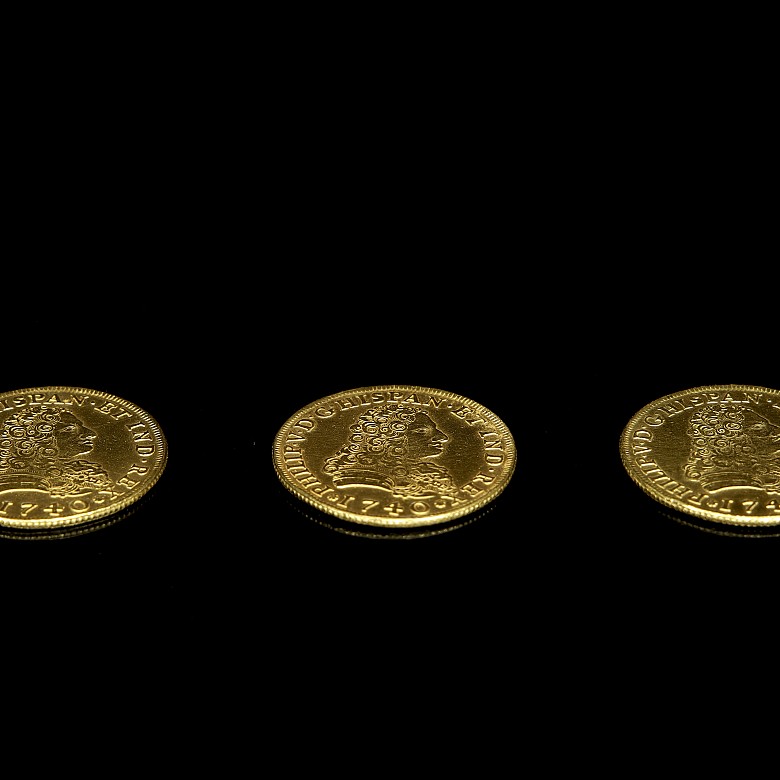 Three Gold Coins ‘Philippe V de Bourbon’, Mexico 18th century