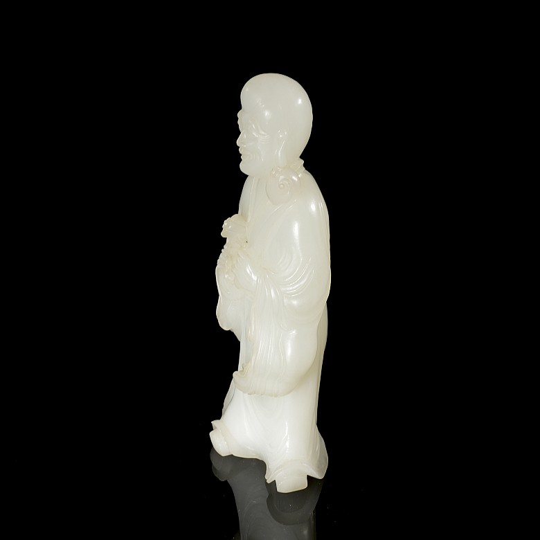 Jade figurine “Luohan with ruyi and flower”, Qing dynasty