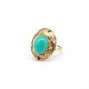 14k gold ring with natural turquoise.