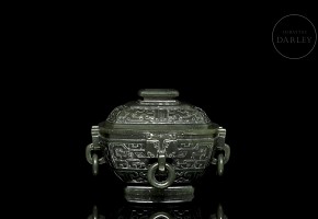 Spinach green jade “Gui” vessel, Qing dynasty