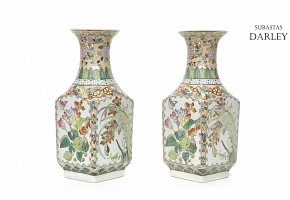 Pair of enameled vases, 20th century