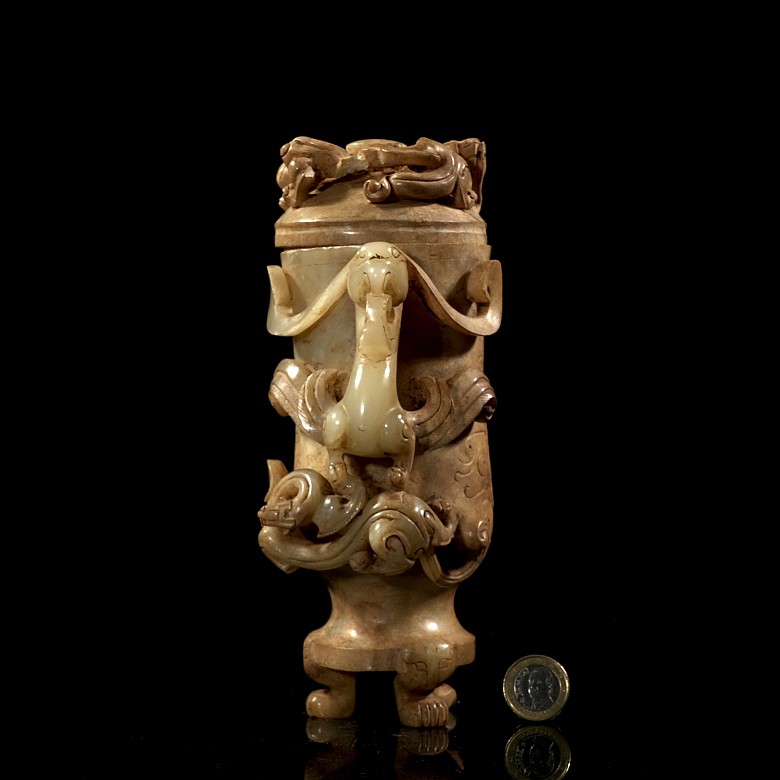 Jade cup ‘Phoenix and dragon’, Han style