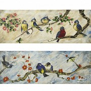 S. Boix ‘Pair of paintings with birds’, 1967