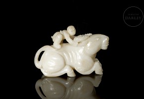 Carved jade figurine ‘Girl with Ox’, Qing dynasty