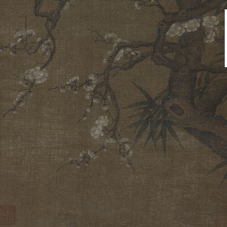 Chinese painting ‘Birds in an Almond Tree’, Qing dynasty