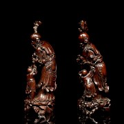 Pair of wooden wise men, 20th century