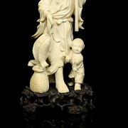 Carved ivory figure ‘Boy and fisherman’, early 20th century