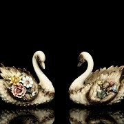 Capodimonte Porcelain ‘Couple of swans’, 20th century