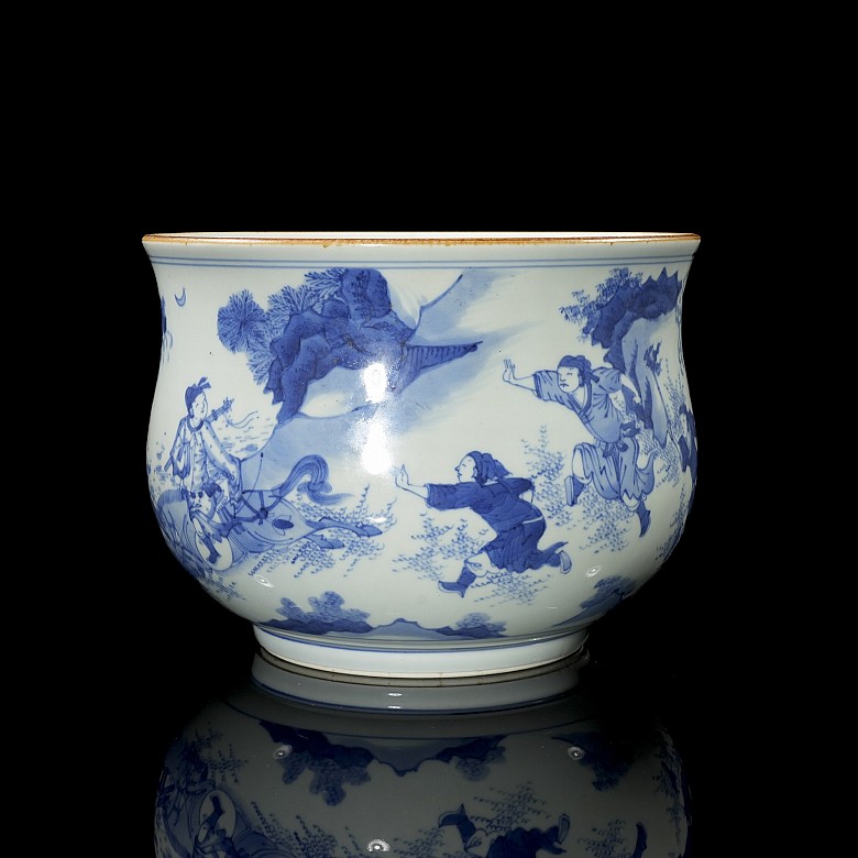 Blue and white ceramic vessel ‘Scene’, 20th century