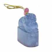 Aquamarine seal with tourmaline, Qing dynasty.