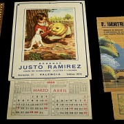 Set of antique calendars, 1929-1960