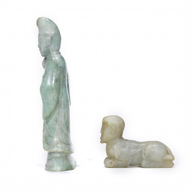 Lot of two jade figurines, 20th century